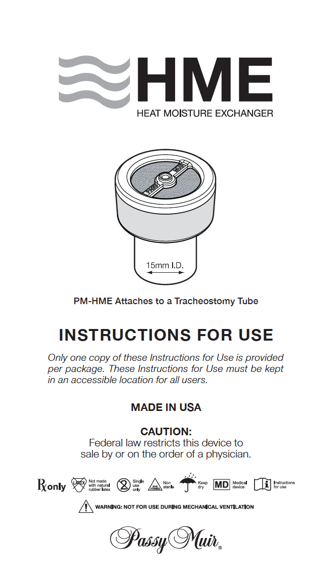 Instruction Booklet Passy Muir HME